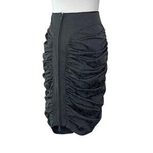 Vera Wang Vintage Gray / Silver Rouched Zipper Asymmetrical Skirt 6